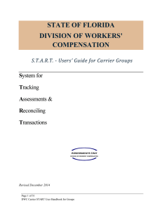 STATE OF FLORIDA DIVISION OF WORKERS' COMPENSATION S