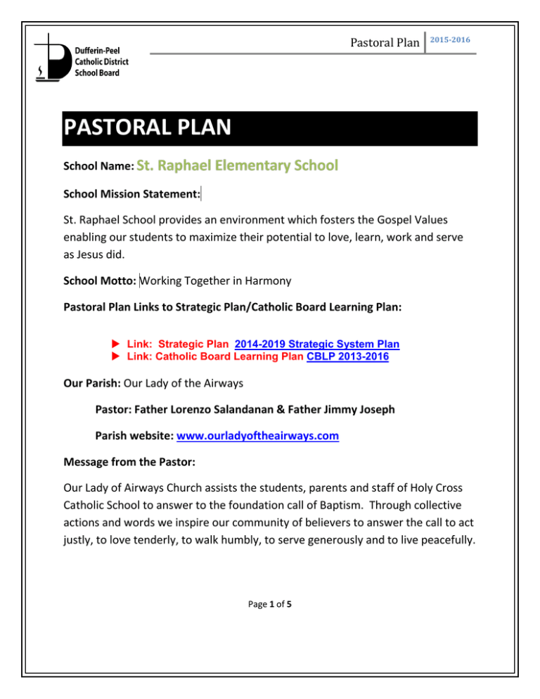 PASTORAL PLAN