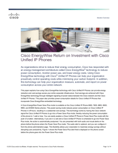 Cisco EnergyWise Return on Investment with Cisco Unified IP Phones