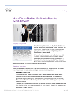 VimpelCom’s Beeline Machine-to-Machine (M2M) Services  Company Background