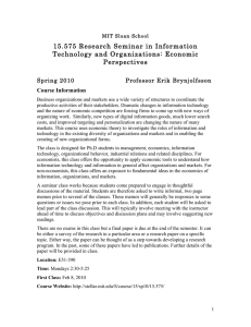 15.575 Research Seminar in Information Technology and Organizations: Economic Perspectives