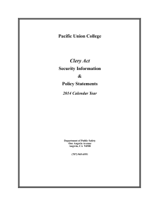 Clery Act  Pacific Union College Security Information