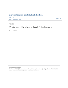 Obstacles to Excellence: Work/Life Balance Conversations on Jesuit Higher Education Volume 41
