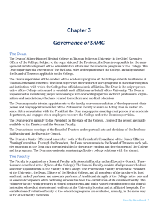 Chapter 3 Governance of SKMC The Dean