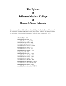 The Bylaws of Jefferson Medical College Thomas Jefferson University