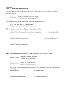 Algebra II Notes 3.1  Probability of Simple Events  Probability
