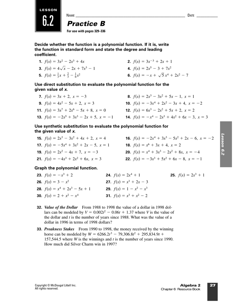 Practice B Lesson 11 Algebra 2 Resource Book Answers Book Retro