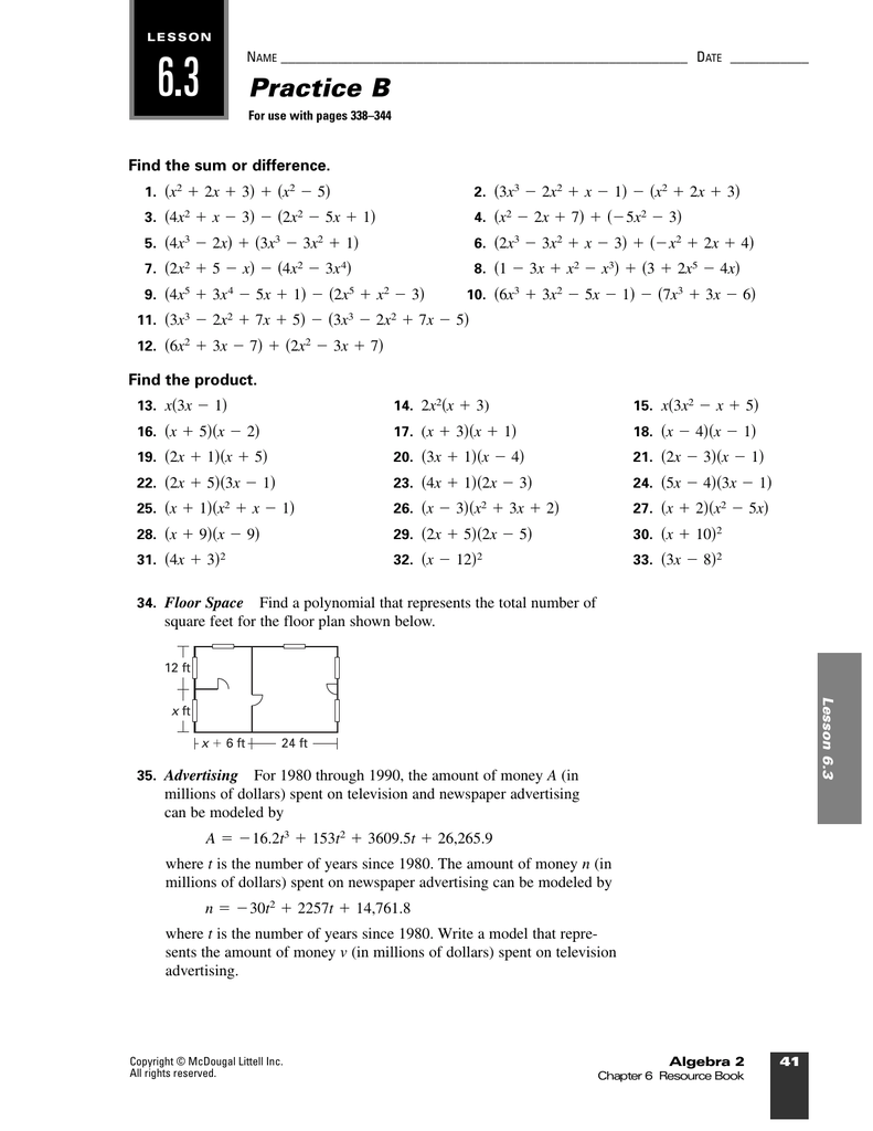 practice and homework lesson 6.2 answer key