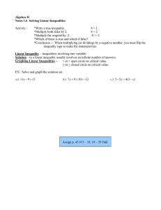 Algebra II Notes 1.6  Solving Linear Inequalities  Activity: