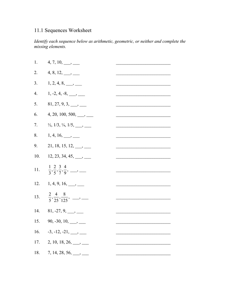 arithmetic sequences activity