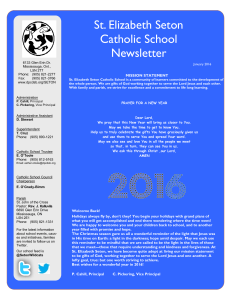 St. Elizabeth Seton Catholic School Newsletter MISSION STATEMENT