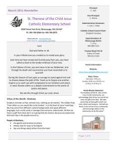 St. Therese of the Child Jesus Catholic Elementary School  March 2016 Newsletter