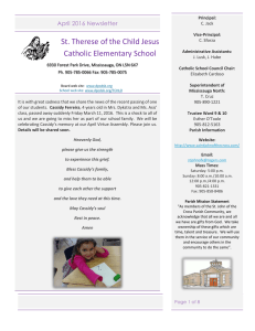 St. Therese of the Child Jesus Catholic Elementary School  April 2016 Newsletter