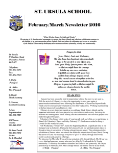 ST. URSULA SCHOOL February/March Newsletter 2016