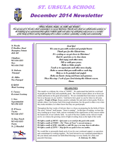 ST. URSULA SCHOOL December 2014 Newsletter