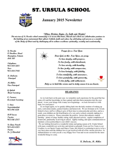 ST. URSULA SCHOOL January 2015 Newsletter