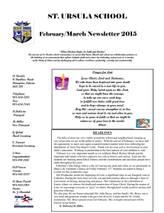 ST. URSULA SCHOOL /March Newsletter 2015 February