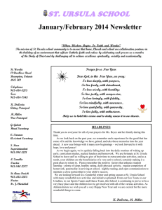 ST. URSULA SCHOOL  January/February 2014 Newsletter