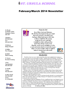 ST. URSULA SCHOOL  February/March 2014 Newsletter