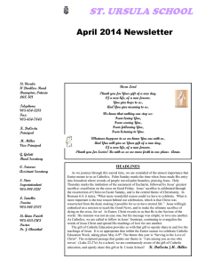 ST. URSULA SCHOOL  April 2014 Newsletter
