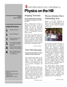 Physics on the Hill Stopping Terrorists Physics Scholars Have Outstanding Year