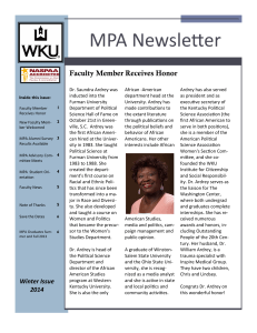 MPA Newsletter Faculty Member Receives Honor