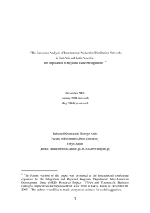 “The Economic Analysis of International Production/Distribution Networks