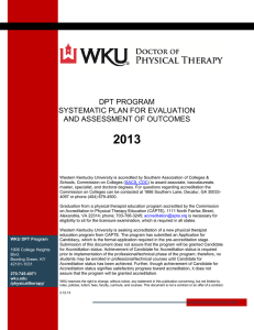 2013 DPT PROGRAM SYSTEMATIC PLAN FOR EVALUATION AND ASSESSMENT OF OUTCOMES