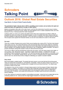 Talking Point Schroders Outlook 2016: Global Real Estate Securities