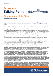 Talking Point Schroders Storm clouds lift in China