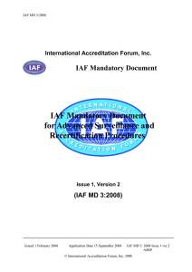 IAF Mandatory Document for Advanced Surveillance and Recertification Procedures (IAF MD 3:2008)