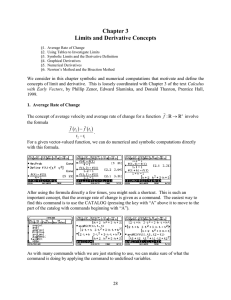Chapter 3 Limits and Derivative Concepts