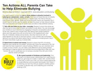 Ten Actions ALL Parents Can Take to Help Eliminate Bullying