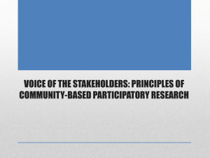 VOICE OF THE STAKEHOLDERS: PRINCIPLES OF COMMUNITY-BASED PARTICIPATORY RESEARCH