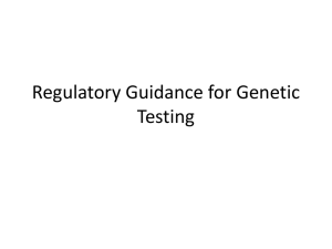 Regulatory Guidance for Genetic Testing
