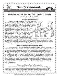 Handy Handouts Helping Parents Deal with Their Child’s Disability Diagnosis