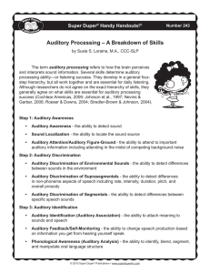 Auditory Processing – A Breakdown of Skills Super Duper Handy Handouts!