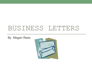 BUSINESS LETTERS By  Megan Rees