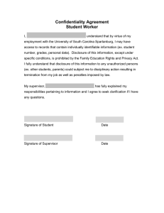 Confidentiality Agreement Student Worker