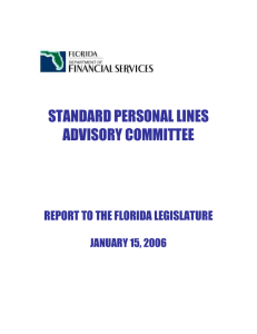 STANDARD PERSONAL LINES ADVISORY COMMITTEE REPORT TO THE FLORIDA LEGISLATURE