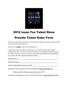 2016 Isaac Fox Talent Show Presale Ticket Order Form