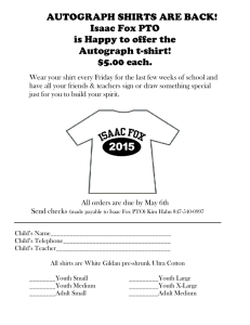 AUTOGRAPH SHIRTS ARE BACK! Isaac Fox PTO is Happy to offer the
