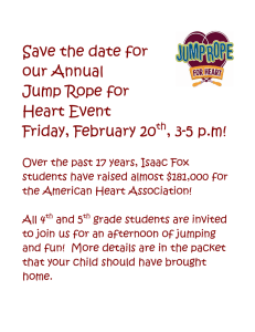 Save the date for our Annual Jump Rope for Heart Event