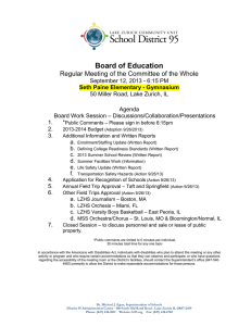 Board of Education Regular Meeting of the Committee of the Whole
