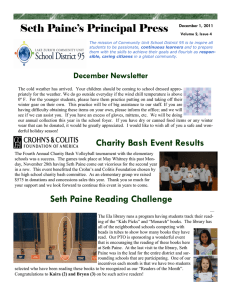 Seth Paine’s Principal Press December Newsletter