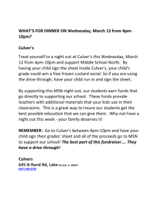 Treat yourself to a night out at Culver's this Wednesday,... 12 from 4pm-10pm and support Middle School North.  By