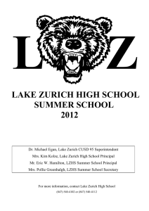 LAKE ZURICH HIGH SCHOOL 2012 SUMMER SCHOOL