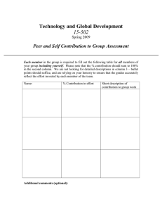 Technology and Global Development 15-502 Peer and Self Contribution to Group Assessment