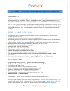 Accountant Technical User Support Career/Internship Opportunity