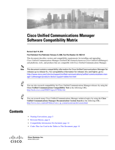 Cisco Unified Communications Manager Software Compatibility Matrix
